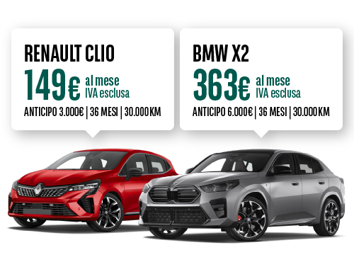 Arval Noleggio auto a lungo termine per aziende macchine renault clio a 149 €/mese e bmw x2 a 363€/mese