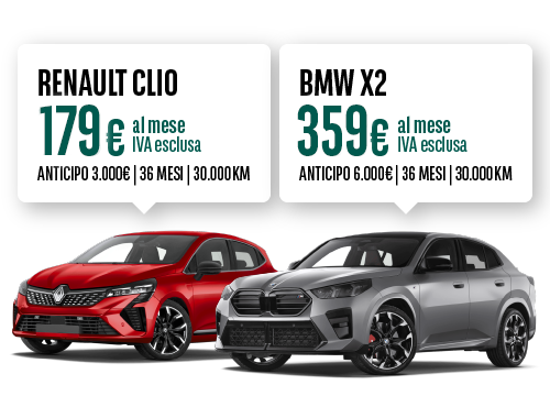 Arval Noleggio auto a lungo termine per aziende macchine  renault clio a 189 €/mese e bmw x2 a 363€/mese