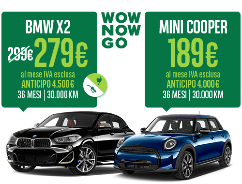 Arval Noleggio auto a lungo termine per aziende BMW X2  nera e MINI Cooper blu