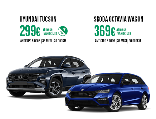 Offerte di noleggio Arval: Skoda Octavia Wagon a 369€ al mese e Hyundai Tucson a 269€ al mese iva esclusa
