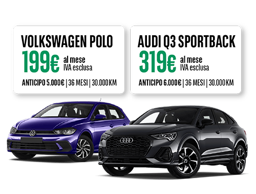 Arval Noleggio auto a lungo termine per aziende volkswagen polo a 199€/mese e Audi Q3 sprtback a 319 €/mese