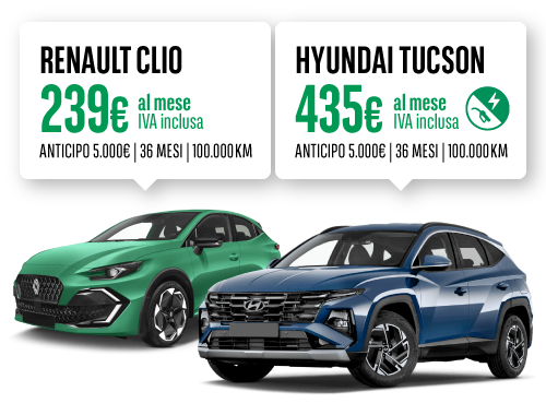 Offerte di noleggio Arval: Renault Clio a 239 € al mese e Hyundai Tucson a 435€ al mese iva esclusa