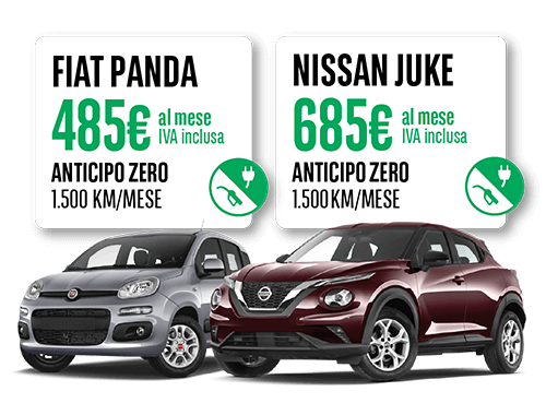 offerta di noleggio auto a medio termine per privati  Fiat Panda e Nissan Juke