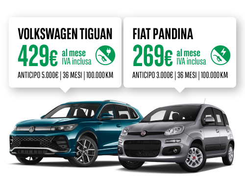 Offerte di noleggio Arval: WOLKSWAGEN TIGUAN a 429 € al mese e FIAT PANDINA a 269€ al mese iva esclusa