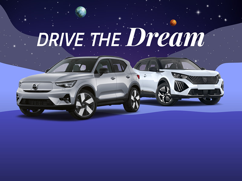 Drive the Dream. Immagini delle auto in offerta: Peugeot 2008 e Volvo XC40