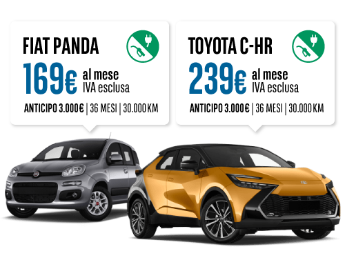 Arval Noleggio auto a lungo termine per aziende macchine  fiat panda a 169€/mese e toyota chr 239€/mese