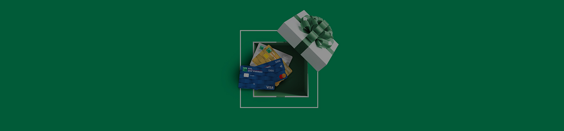 Scatola regalo con dentro le carte di credito BNL 