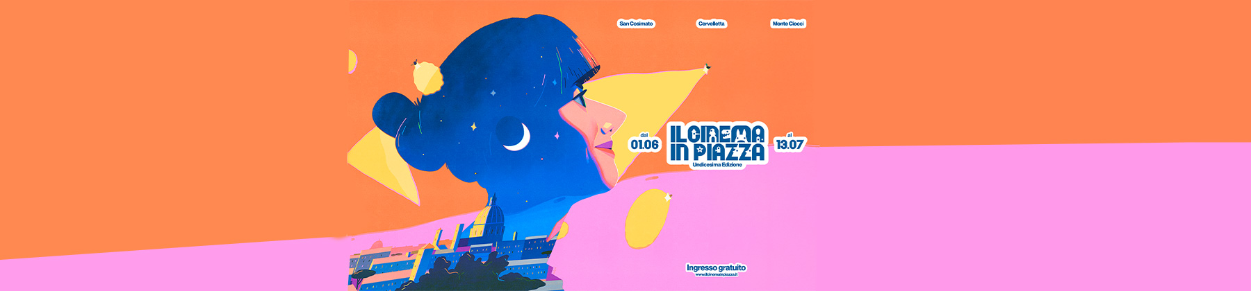 Foto della locandina del festival che rappresenta il volto di una donna, in stile pop art