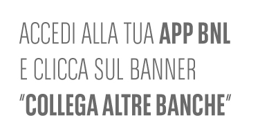 Accedi alla tua app BNL e clicca sul banner “Collega altre banche”