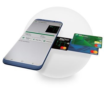 Illustrazione con smartpone e carte di credito