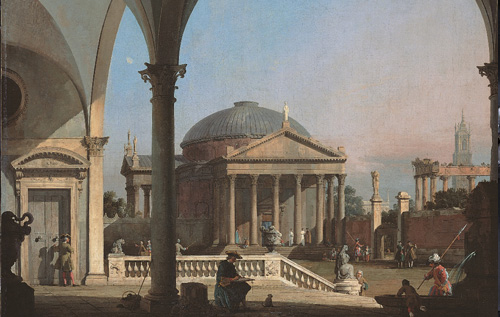 Capriccio con architetture classiche e rinascimentali di proprietà BNL BNP Paribas alla mostra Canaletto 1697-1768.
