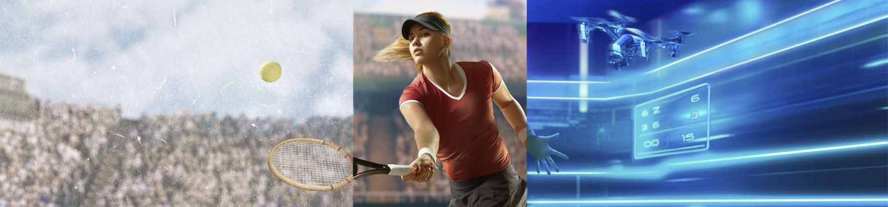 nuova creatività tennis 2025, con la fotografia di una giovane donna con la racchetta in mano