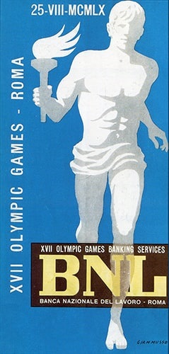 Manifesto del 1960 relativo alla sponsorizzazione delle Olimpiadi di Roma da parte di BNL.